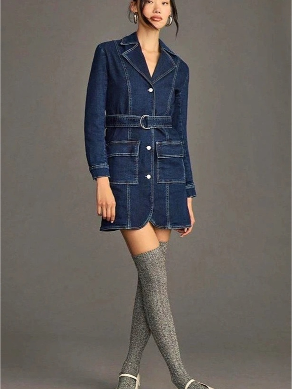PILCRO Denim Mini Dress in Blue